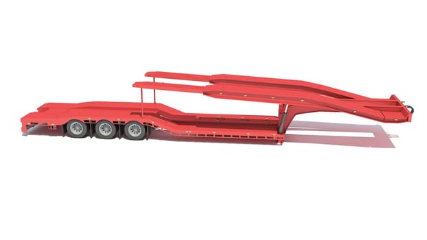 Platform Transporter Trailer 3D rendering model on white background