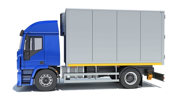 Transporter Box Truck 3D rendering model on white background