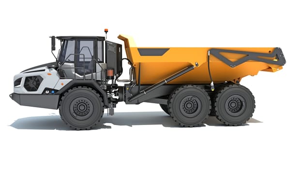 Articulated Mining Truck 3D rendering model on white background
