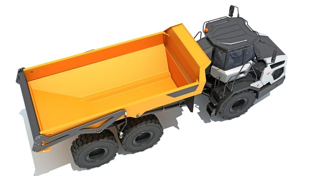 Articulated Mining Truck 3D rendering model on white background