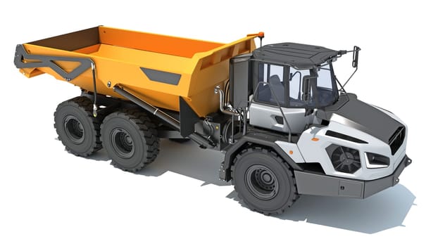 Articulated Mining Truck 3D rendering model on white background