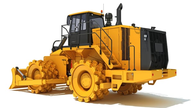 Soil Compactor 3D rendering model on white background