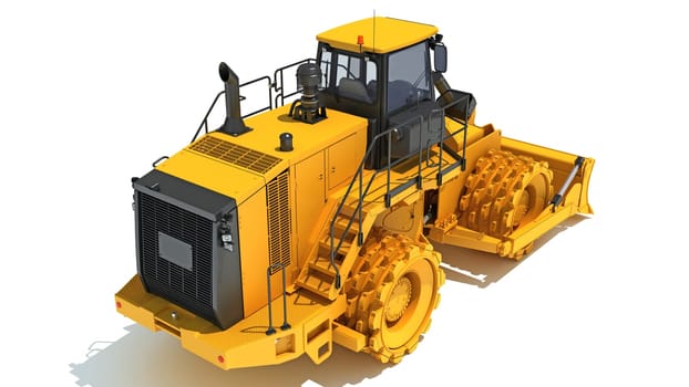 Soil Compactor 3D rendering model on white background