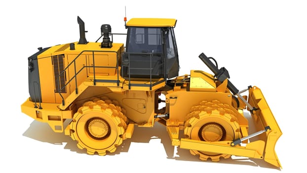 Soil Compactor 3D rendering model on white background