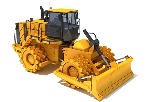 Soil Compactor 3D rendering model on white background