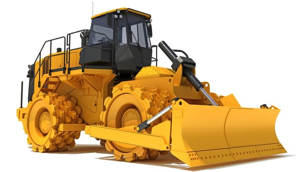 Soil Compactor 3D rendering model on white background