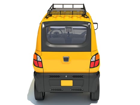 Auto Mini Taxi 3D rendering model on white background