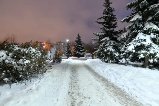 Moscow, Russia - Dec 4. 2023. Winter cityscape in Zelenograd