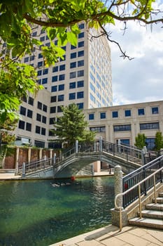 Modern Architecture Meets Tranquil Nature in Downtown Indianapolis - Pedestrian Bridge Over Canal, 2023