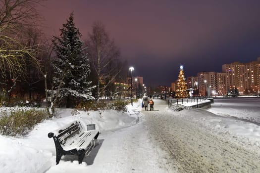 Moscow, Russia - Dec 4. 2023. Winter cityscape in Zelenograd