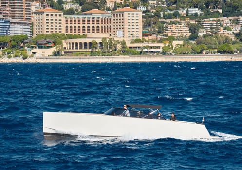 Monaco, Monte Carlo, 28 September 2022: Famous hotel Monte-Carlo Bay, pier of beach Larvotto, Meridian beach. High quality photo