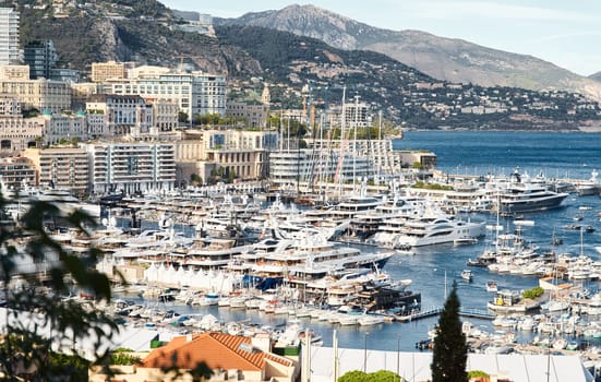 Monaco, Monte Carlo, 28 September 2022 - Top view of the famous yacht show, exhibition of luxury mega yachts, the most expensive boats for the richest people around the world, yacht brokers. High quality photo