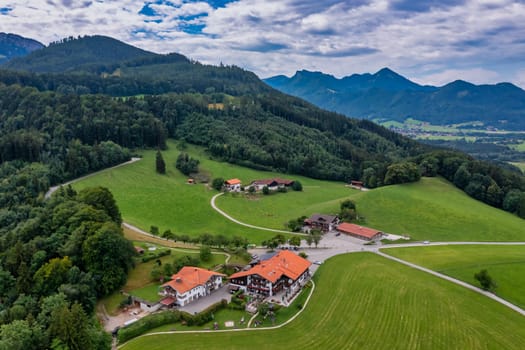 Rural charm with Alps view, perfect for travel themes