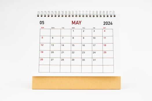May 2024 desktop calendar isolated on white background, Planing or appointment concept.