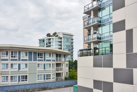 Residential buildings in North Vancouver, British Columbia, Canada.