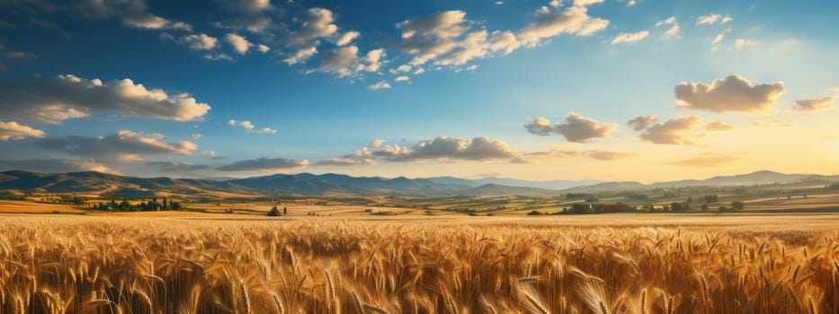 Panorama Landscape barley field, Generate with Ai.