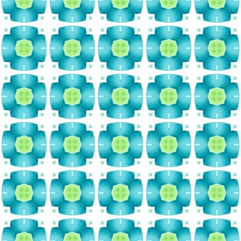 Ikat repeating swimwear design. Green uncommon boho chic summer design. Textile ready fantastic print, swimwear fabric, wallpaper, wrapping. Watercolor ikat repeating tile border.