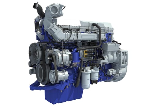 Truck engine 3D rendering model on white background