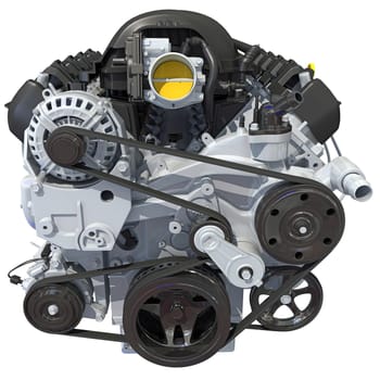 V8 Turbo Car Engine 3D rendering model on white background