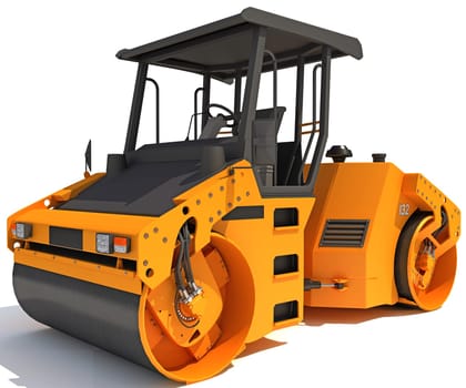 Compact Tandem Vibratory Road Roller 3D rendering model