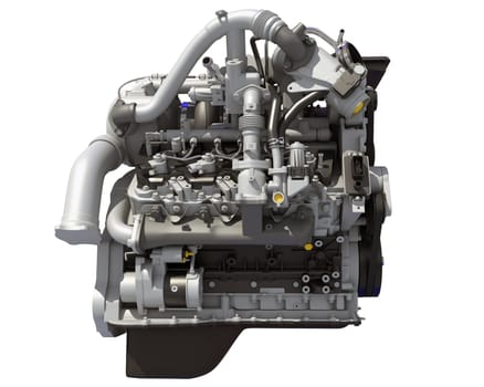 V8 Engine 3D rendering model on white background