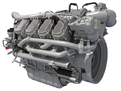 V8 Engine 3D rendering model on white background