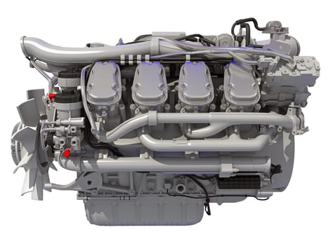 V8 Engine 3D rendering model on white background