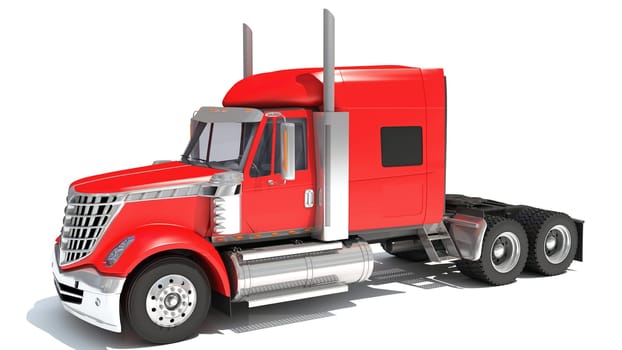 Generic Semi Truck 3D rendering model on white background