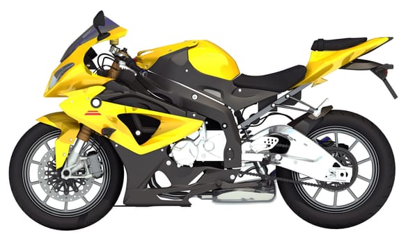 Sport Bike Racing Motorcycle 3D rendering model on white background
