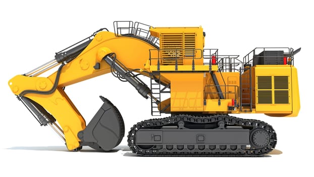 Tracked Mining Excavator Shovel heavy construction machinery 3D rendering model