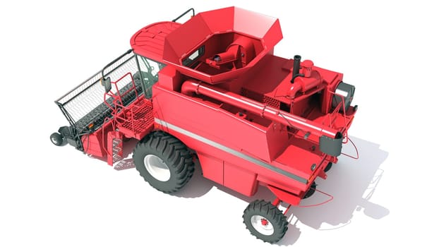 Combine Harvester farm equipment 3D rendering model on white background