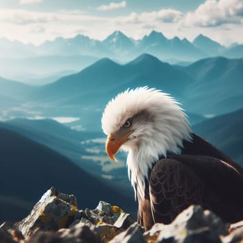 Eagle with white head close up. High quality illustration