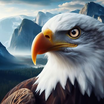 Eagle with white head close up. High quality illustration