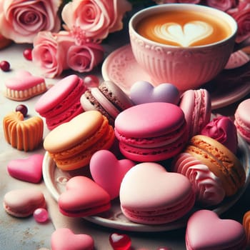 Heart-shaped macaroons. High quality illustration