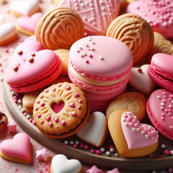 Heart-shaped macaroons. High quality illustration