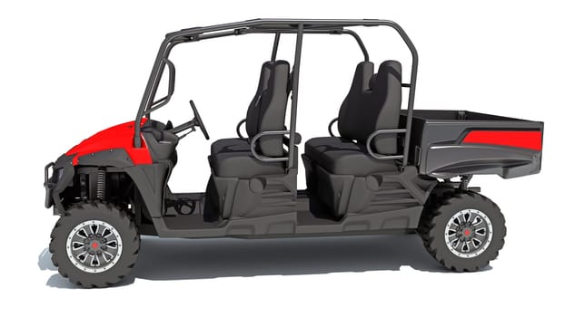 UTV Utility Vehicle 3D rendering model on white background