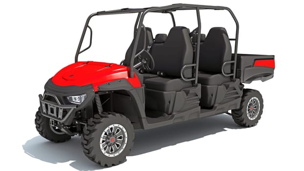 UTV Utility Vehicle 3D rendering model on white background