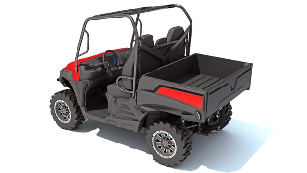 UTV Utility Vehicle 3D rendering model on white background