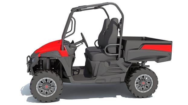 UTV Utility Vehicle 3D rendering model on white background