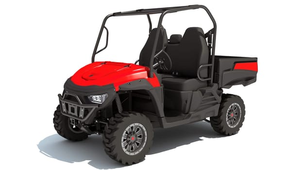 UTV Utility Vehicle 3D rendering model on white background