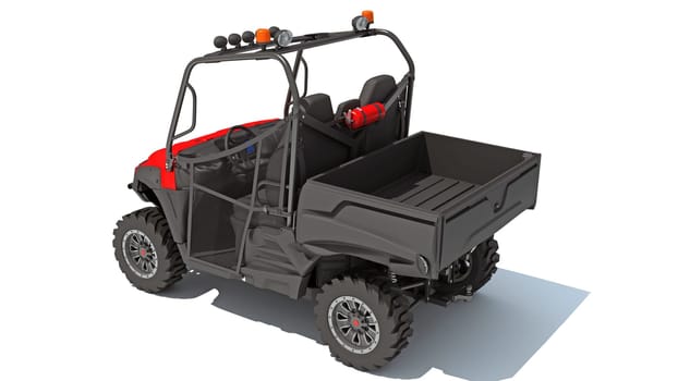 UTV Utility Vehicle 3D rendering model on white background