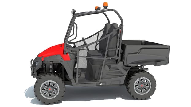 UTV Utility Vehicle 3D rendering model on white background