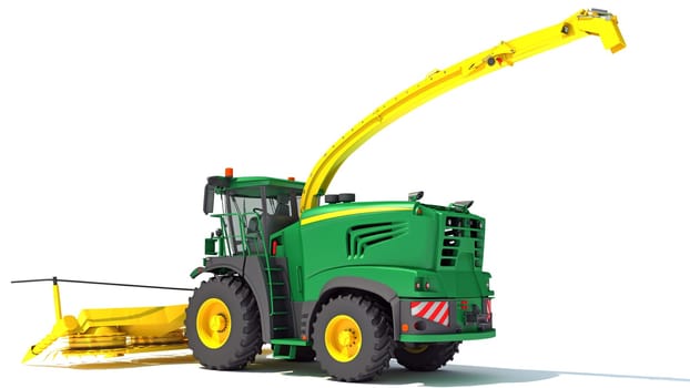 Combine Harvester farm equipment 3D rendering model on white background