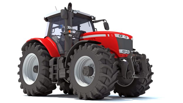 3D rendering of Farm Tractor on white background