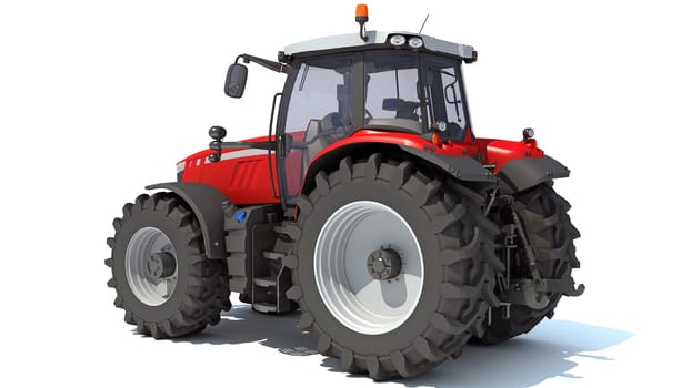 3D rendering of Farm Tractor on white background