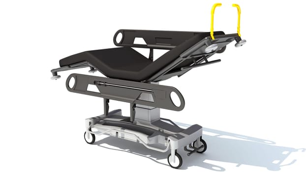 Stretcher Trolley medical equipment 3D rendering model on white background