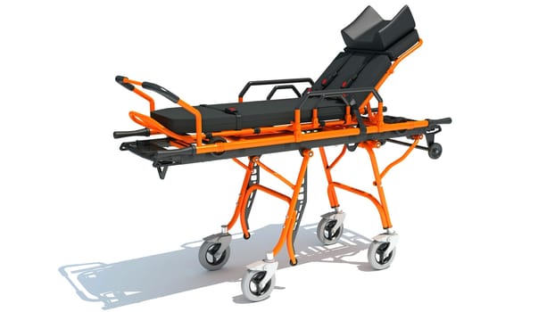 Stretcher Trolley medical equipment 3D rendering model on white background