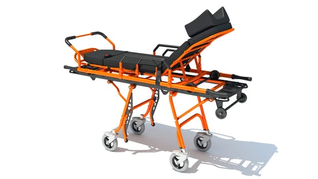 Stretcher Trolley medical equipment 3D rendering model on white background