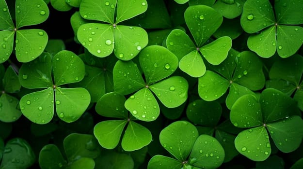 Lucky clover leaves for St. Patrick's Day. Banner with Irish clover leaves. High quality photo