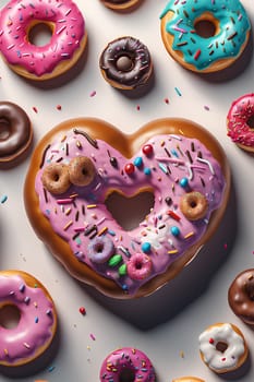 Donut in the shape of a heart. Valentine's Day Gift Concept